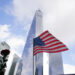 A US flag is seen in front of One World Trade Center on the 22nd anniversary of the terror attack on the World Trade Center, in New York City on September 11, 2023. (Photo by Bryan R. Smith / AFP)