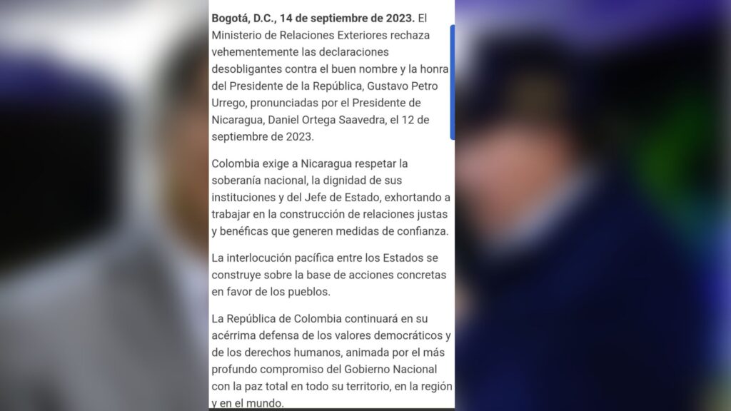 Colombia rechaza declaraciones «desobligantes» de Ortega en contra del presidente Gustavo Petro