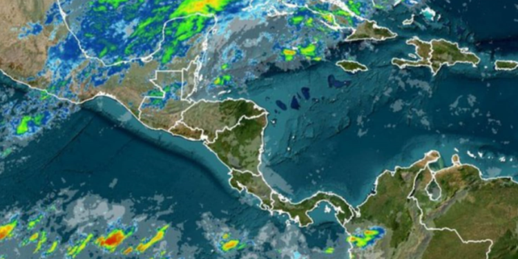 Imágenes del mapa de Nicaragua y el comportamiento de los vientos y nubosidad, se observa que gran parte del territorio nacional está despejado por lo que se esperan días soleados.