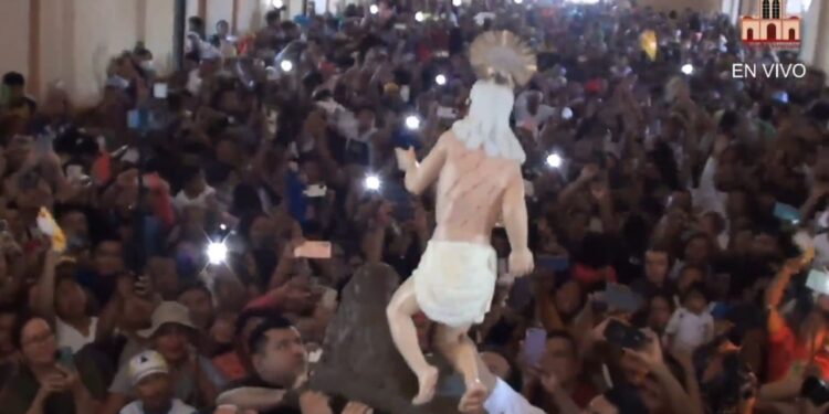 San Jerónimo una vez más celebra su bajada dentro de su templo por represión de Ortega. Foto: Artículo 66 / Captura de pantalla