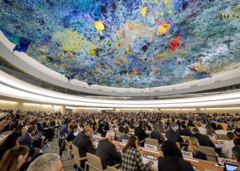 Los delegados participan en la sesión inaugural de un consejo de derechos humanos de las Naciones Unidas el 9 de septiembre de 2019 en Ginebra. (Foto de FABRICE COFFRINI / AFP)