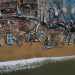 Aerial view of damages caused by the passage of Hurricane Otis in Puerto Marques, Guerrero State, Mexico, on October 28, 2023. - The death toll from an extraordinarily powerful hurricane that blasted the Mexican resort city of Acapulco rose Saturday to 39, the Mexican government said. (Photo by Rodrigo OROPEZA / AFP)