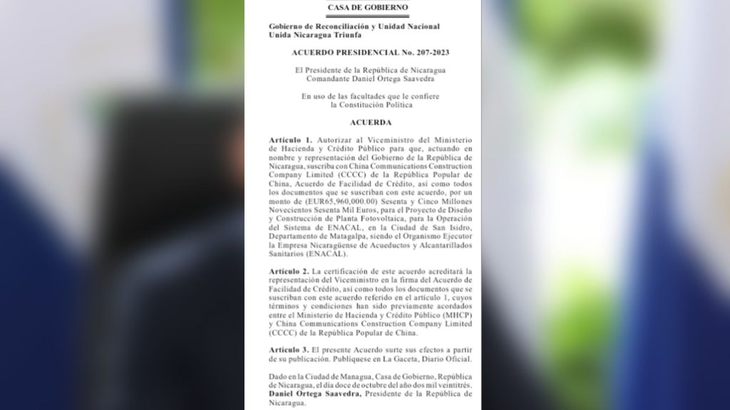 Dictadura de Nicaragua suscribe acuerdo millonario con empresa China para &laquo;Proyecto de Enacal&raquo;