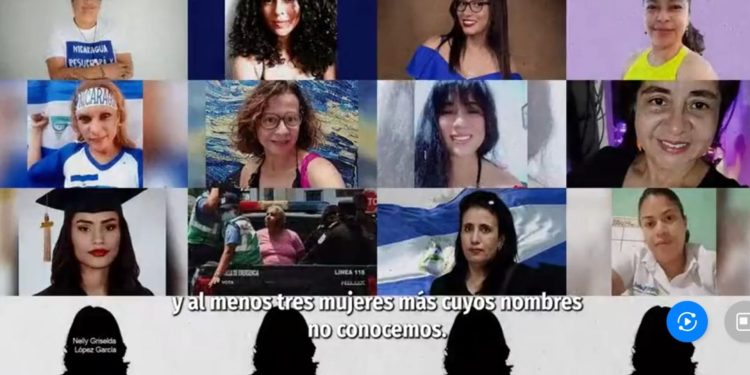 Exreas políticas desterradas demandan la libertad de 16 mujeres secuestradas por la dictadura de Nicaragua. Foto; Artículo 66 / Captura de pantalla