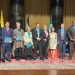 Miguel Mendoza junto a los otros ganadores en la entrega del Premio María Moors Caboot. Foto: Redes Sociales.
