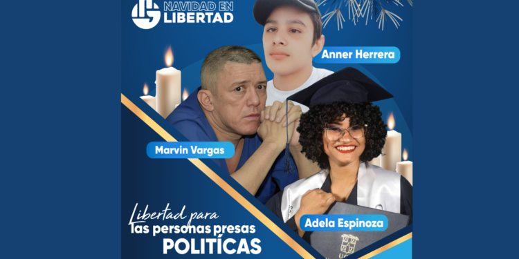 Imagen oficial de la campaña virtual #NavidadEnLibertad. Foto: PUDE Nicaragua.