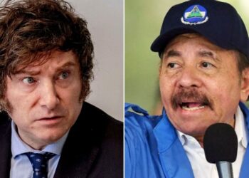 El presidente electo de Argentina, Javier Milei, y el dictador nicaragüense Daniel Ortega.