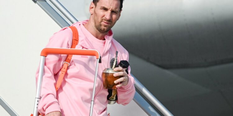 Inter Miami's Argentine forward Lionel Messi arrives at Hong Kong International airport with his US Inter Miami CF team on February 2, 2024, ahead of their friendly football match against Hong Kong Team on February 4, 2024. (Photo by Peter PARKS / AFP)