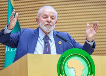 This handout picture released by the Brazilian Presidency shows Brazil's President Luiz Inacio Lula da Silva speaking during the opening ceremony of the 37th Ordinary Session of the Assembly of the African Union (AU) at the AU headquarters in Addis Ababa on February 17, 2024. (Photo by Ricardo STUCKERT / Brazilian Presidency / AFP) / RESTRICTED TO EDITORIAL USE - MANDATORY CREDIT "AFP PHOTO / BRAZILIAN PRESIDENCY / RICARDO STUCKERT" - NO MARKETING - NO ADVERTISING CAMPAIGNS - DISTRIBUTED AS A SERVICE TO CLIENTS - RESTRICTED TO EDITORIAL USE - MANDATORY CREDIT "AFP PHOTO / BRAZILIAN PRESIDENCY / RICARDO STUCKERT" - NO MARKETING - NO ADVERTISING CAMPAIGNS - DISTRIBUTED AS A SERVICE TO CLIENTS /