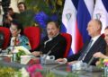 El dictador Daniel Ortega y el general ruso Nikolai Patrushev, reunidos en Managua para firmar acuerdos de cooperación en temas de seguridad (represión).