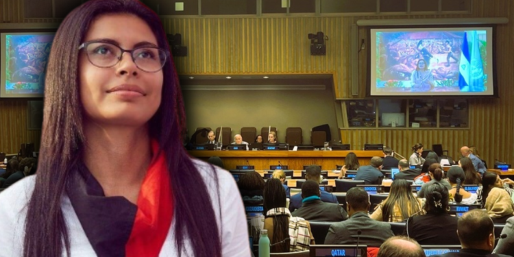 Jessica Padilla Leiva, ministra de la Mujer, fue la encargada de transmitir el mensaje del régimen orteguista ante la ONU. Foto: Artículo 66.