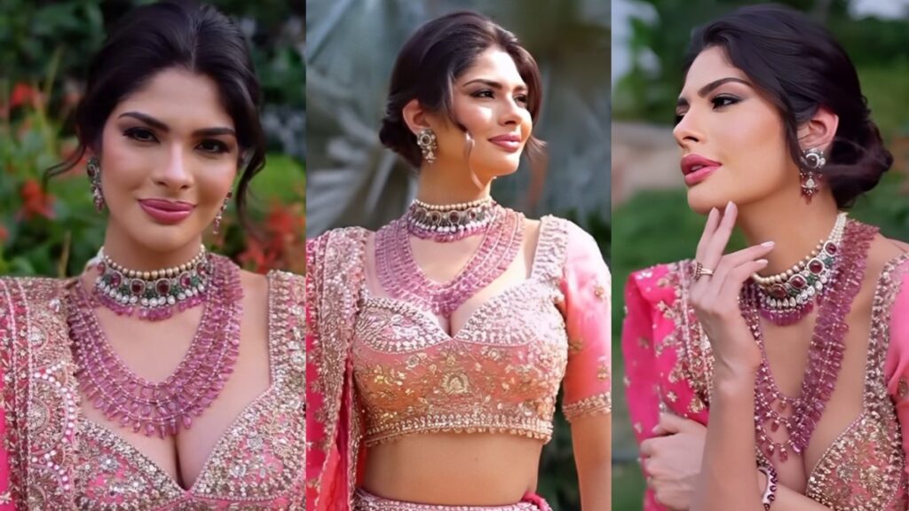 Sheynnis Palacios llega a la India e impacta con un majestuoso vestido tradicional del país