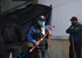 Encapuchados ingresan «a la fuerza» a la Nunciatura Apostólica en Bogotá. Foto: AFP