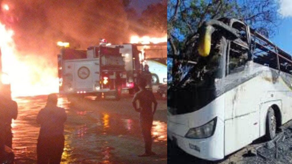 Bus sin frenos causó incendio en gasolinera de Managua